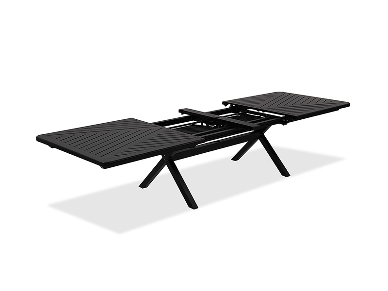 Przesilenie postarzane brązowo-aluminiowe patio 84-130 x 44 cale. Rozkładany stół do jadalni