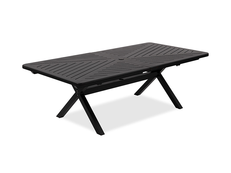 Przesilenie postarzane brązowo-aluminiowe patio 84-130 x 44 cale. Rozkładany stół do jadalni