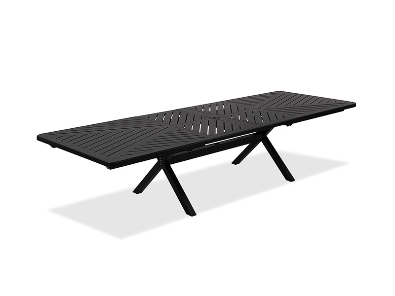 Przesilenie postarzane brązowo-aluminiowe patio 84-130 x 44 cale. Rozkładany stół do jadalni